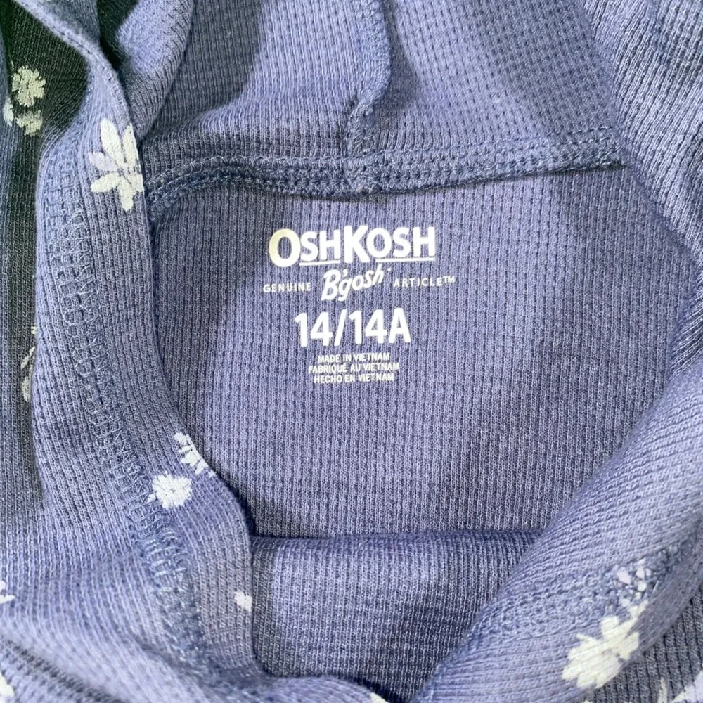 OshKosh B'gosh‎ Girls 14 14A Blue Floral Waffle Knit Hoodie